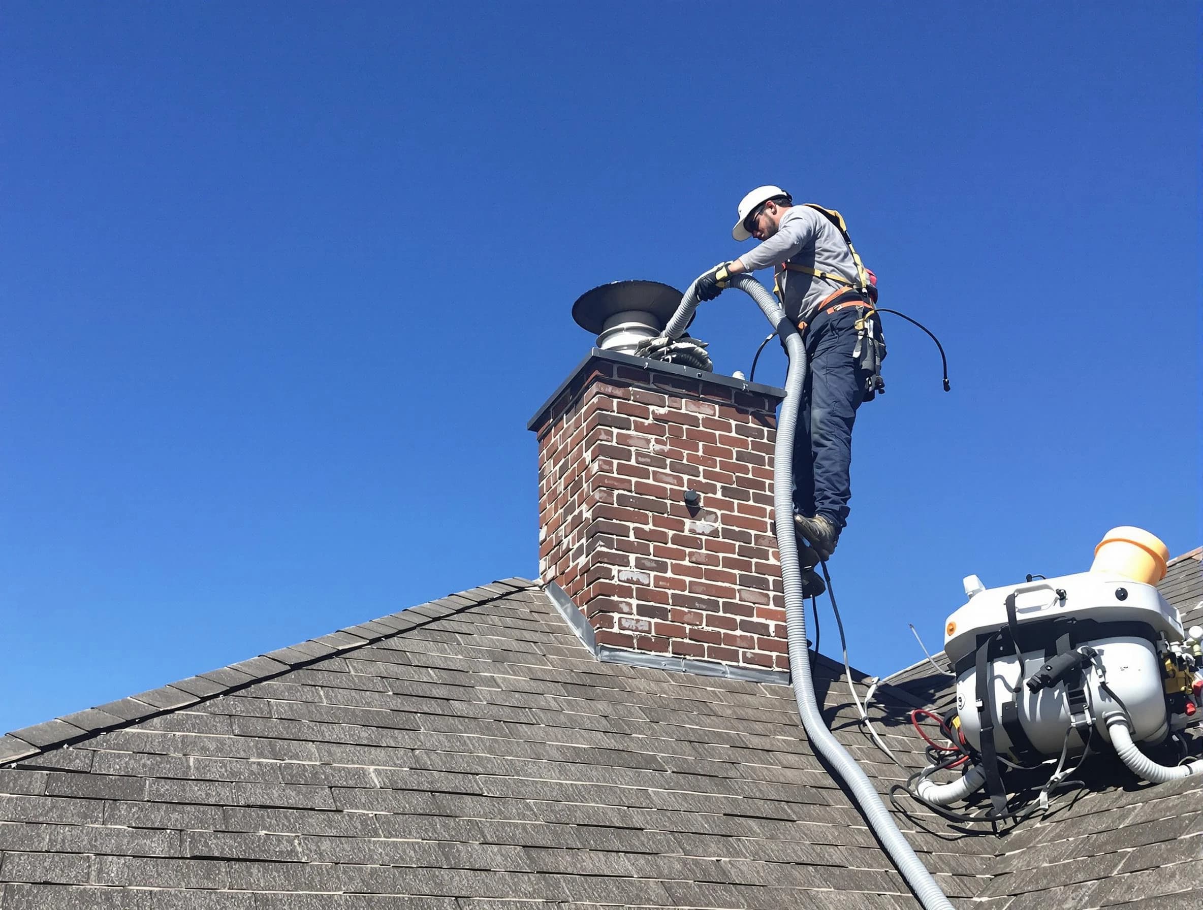 Dedicated Greenbrier Chimney Sweep team member cleaning a chimney in Greenbrier, TN
