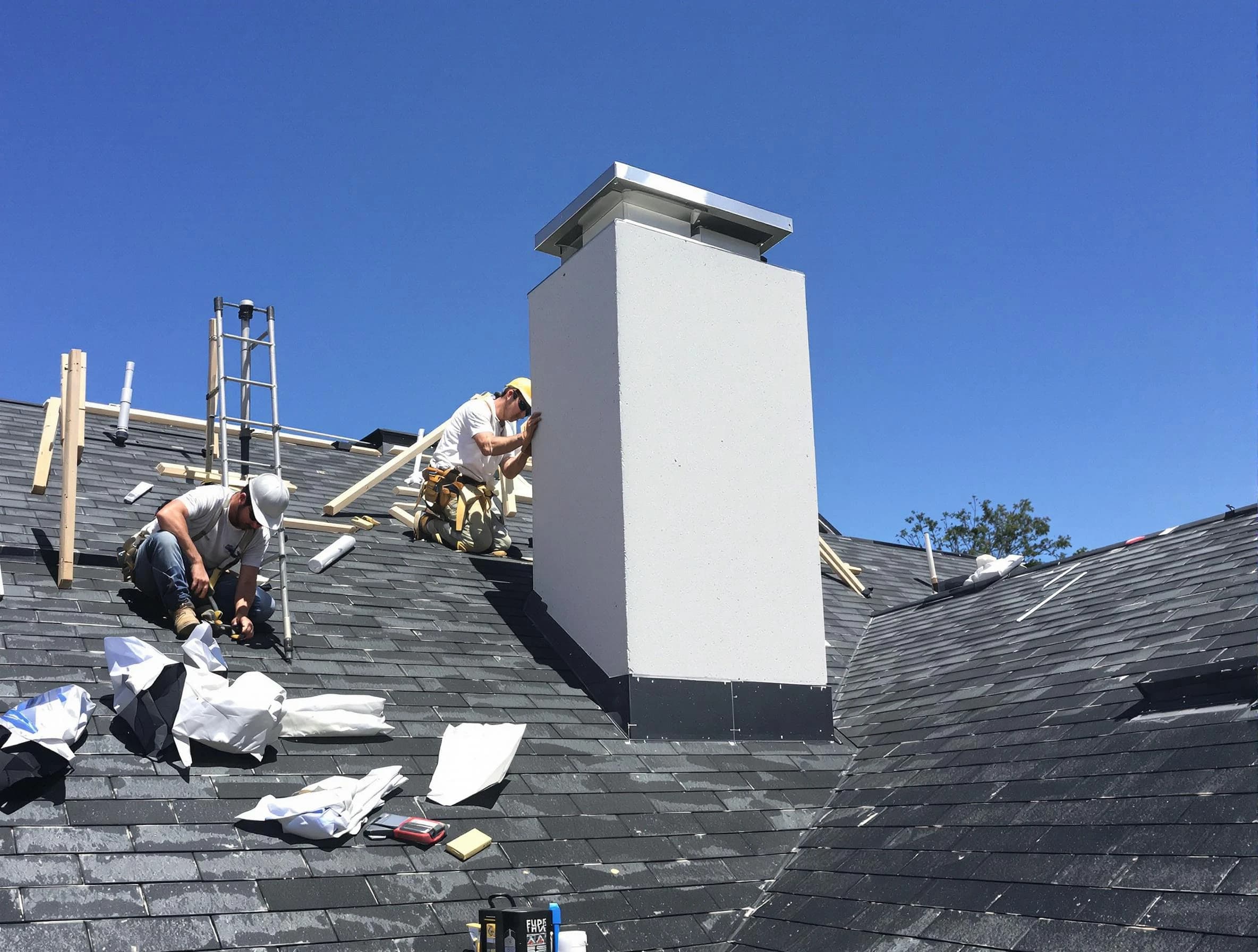 Greenbrier Chimney Sweep crew installing a new chimney in Greenbrier, TN