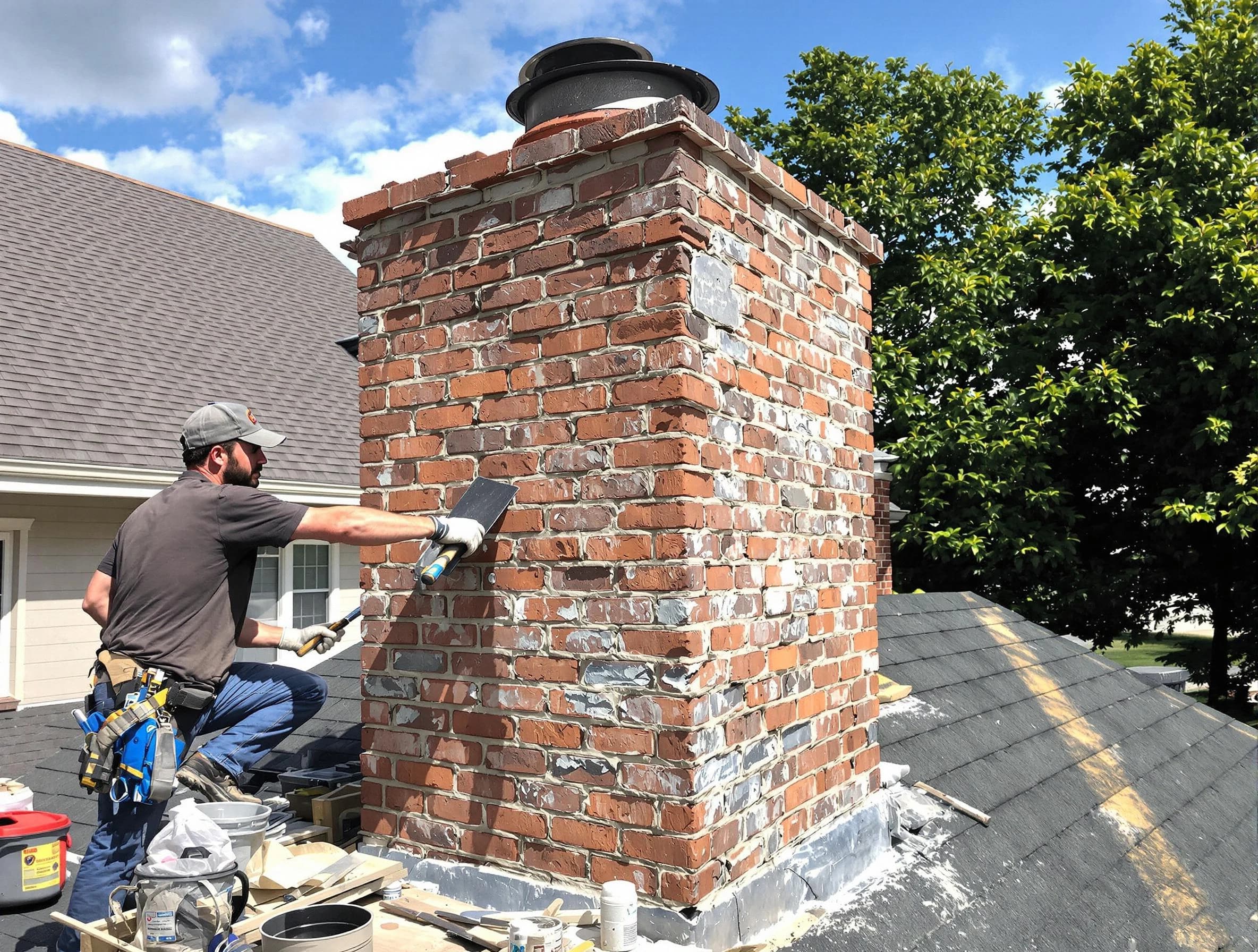 Completed chimney rebuild by Greenbrier Chimney Sweep in Greenbrier, TN