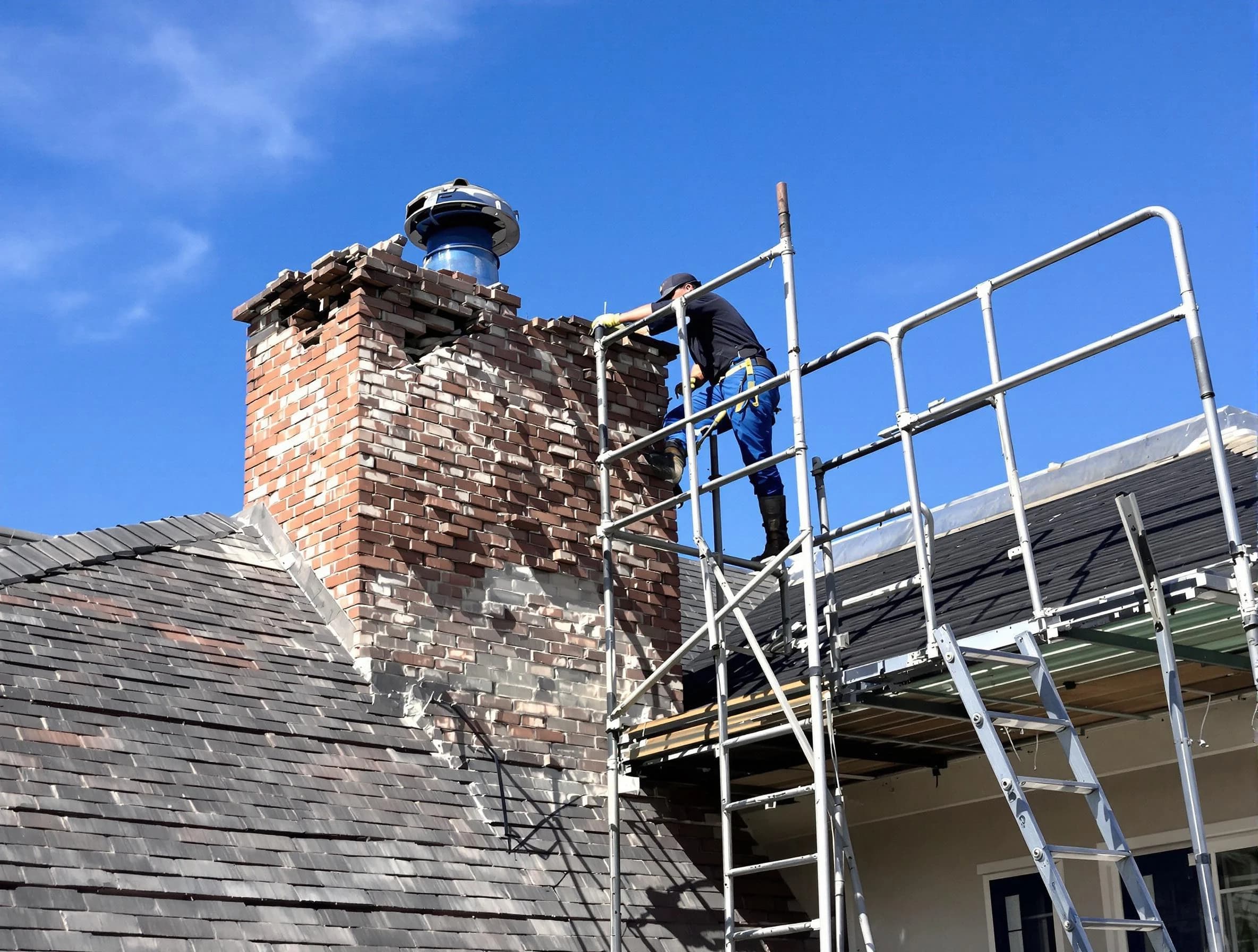 Rebuilding a chimney structure by Greenbrier Chimney Sweep in Greenbrier, TN