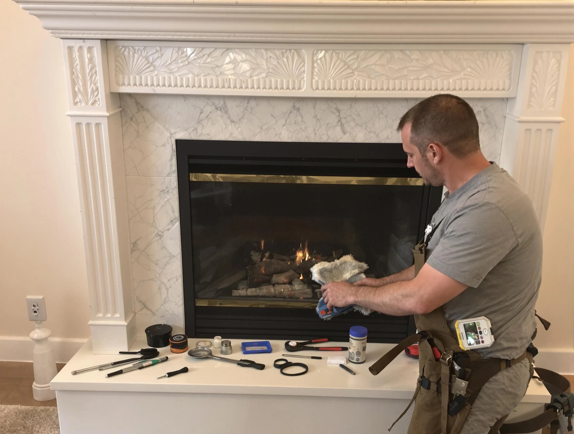 Greenbrier Chimney Sweep performing fireplace maintenance in Greenbrier, TN