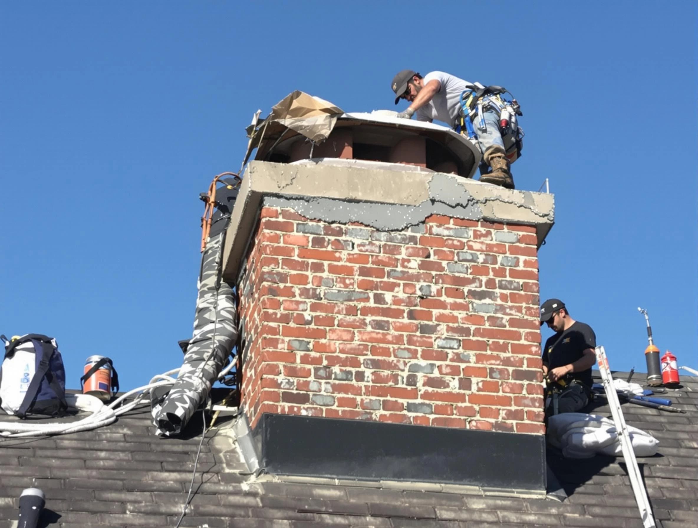 Greenbrier Chimney Sweep installing a custom chimney crown in Greenbrier, TN