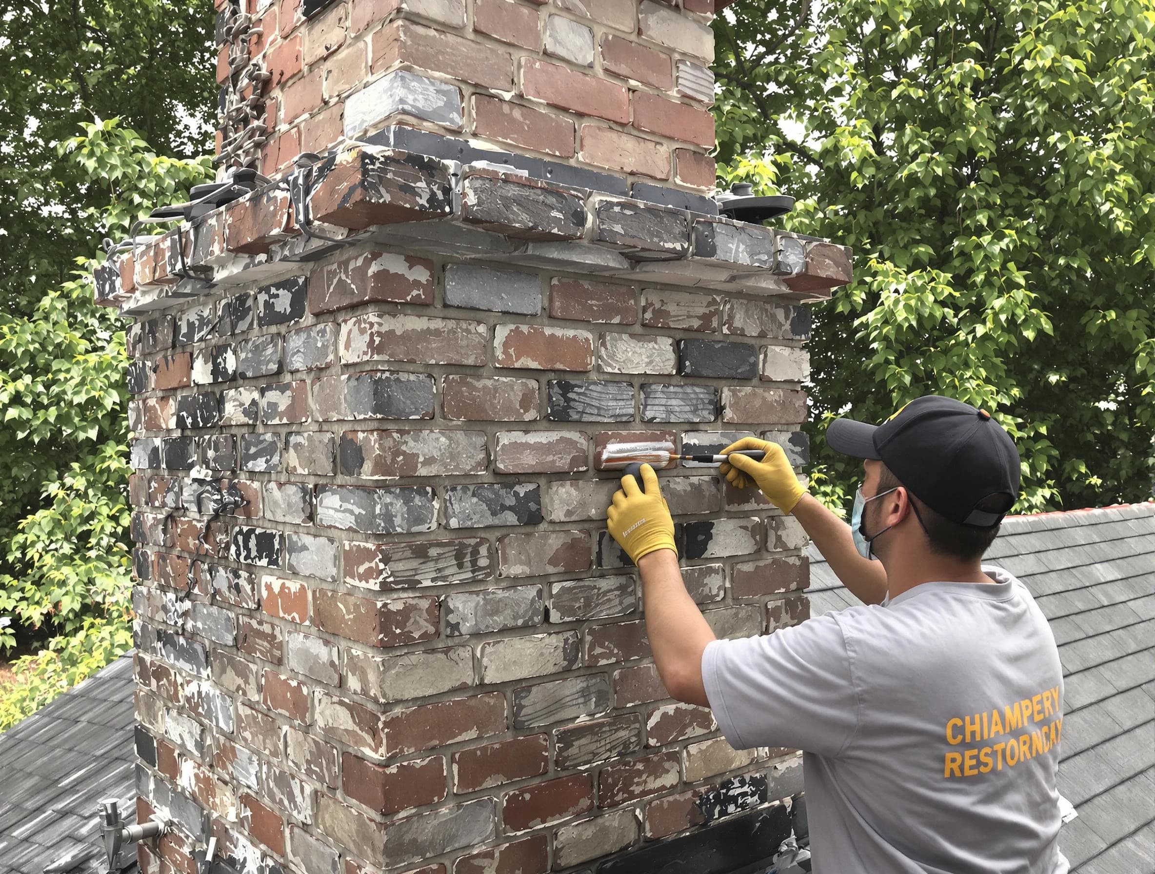 In-progress chimney restoration by Greenbrier Chimney Sweep in Greenbrier, TN