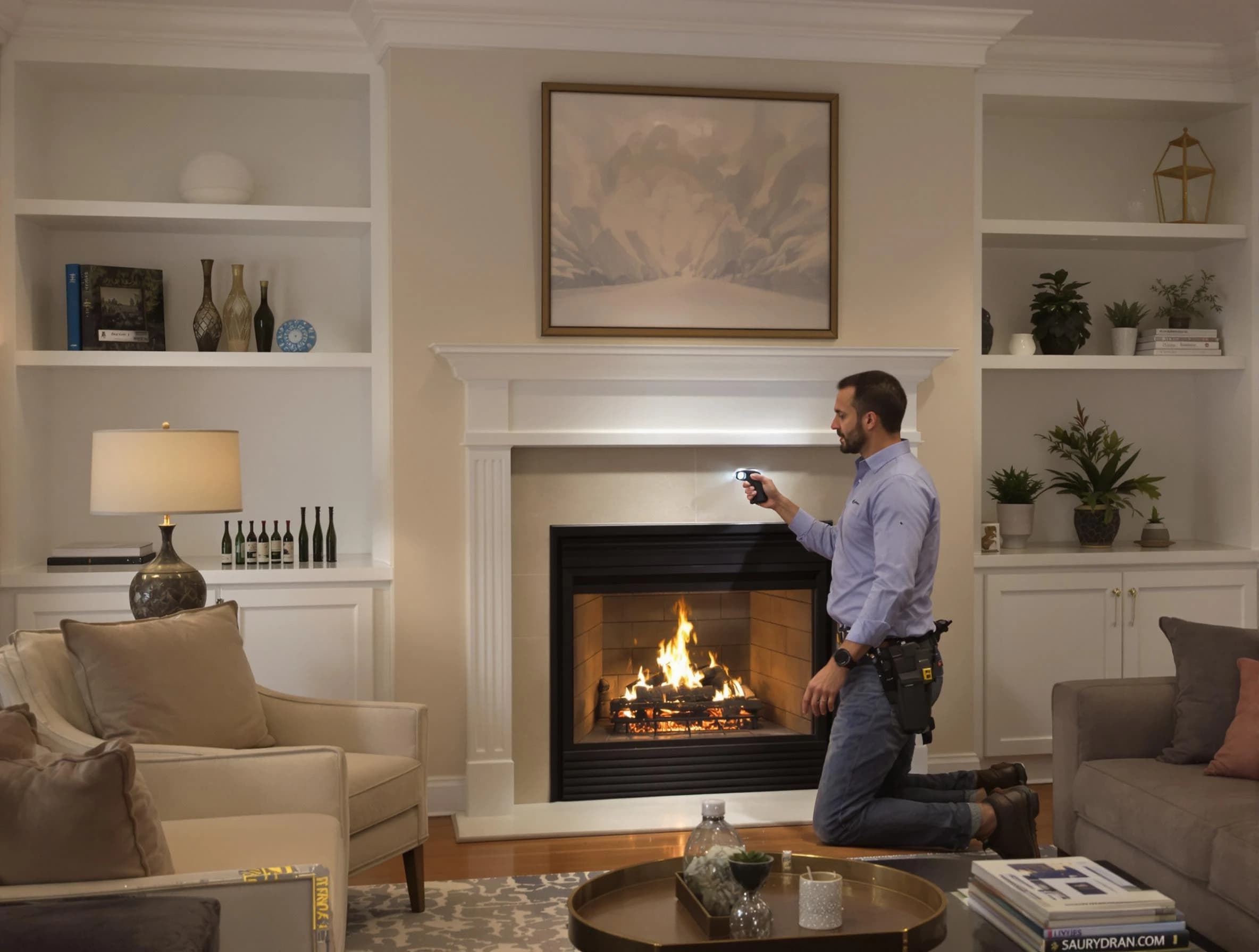 Greenbrier Chimney Sweep conducting a fireplace safety inspection in Greenbrier, TN