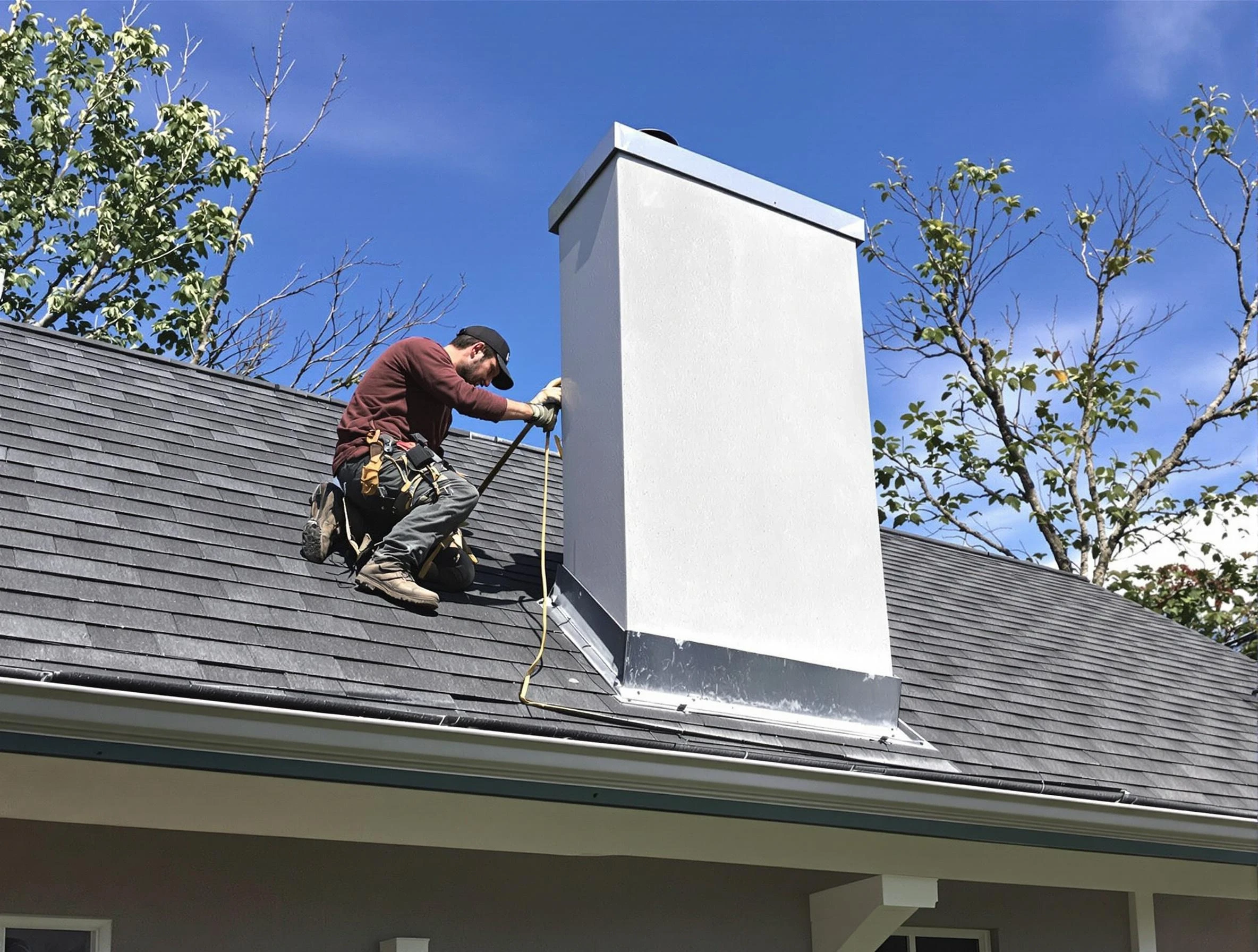 Greenbrier Chimney Sweep team member finishing chimney construction in Greenbrier, TN