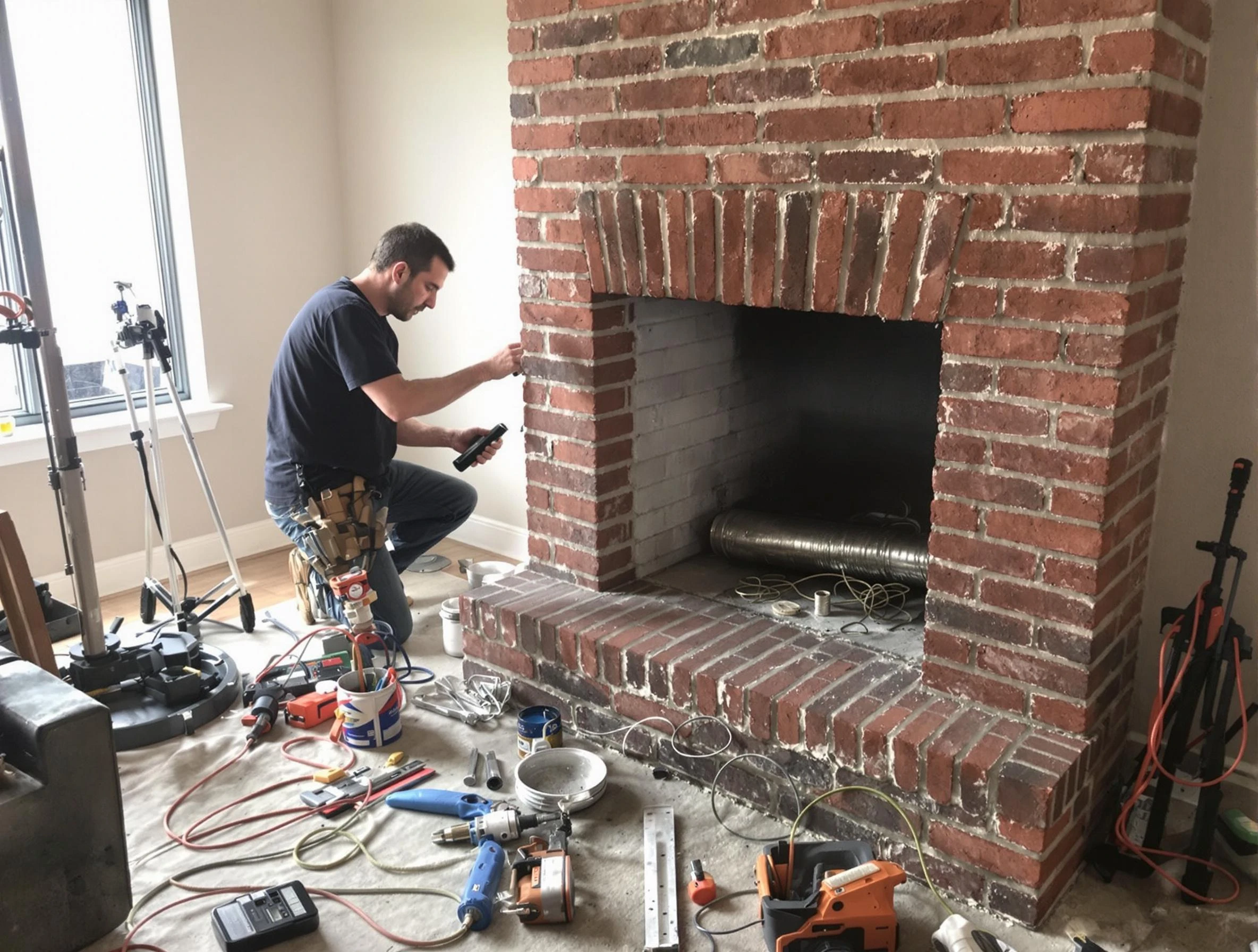 Greenbrier Chimney Sweep specialist finalizing chimney liner service in Greenbrier, TN