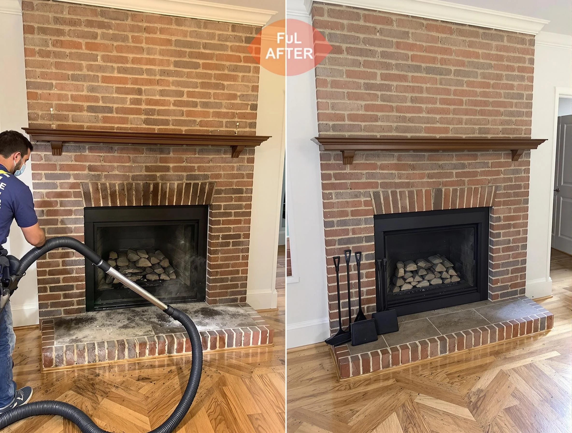 Greenbrier Chimney Sweep carefully sanitizing a fireplace in Greenbrier, TN